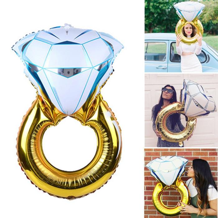 Diamond Ring Shape Aluminum Foil Balloon Lover Valentine Wedding Marri