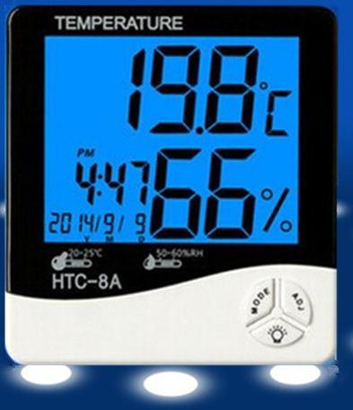 Digital LCD Temperature Humidity Meter HTC-8 Backlight Clock