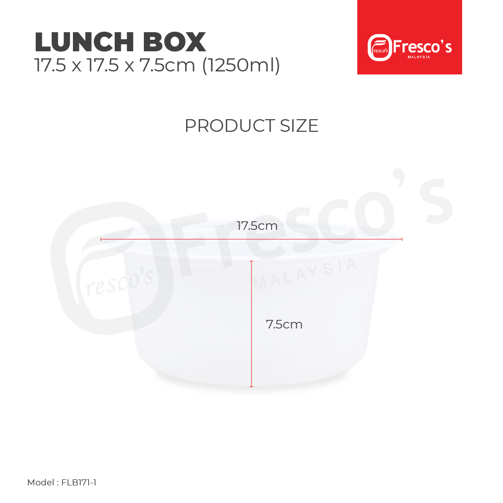 Disposable PP Plastic Bowl 17.5 x 17.5 x 7.5cm (1250ml)