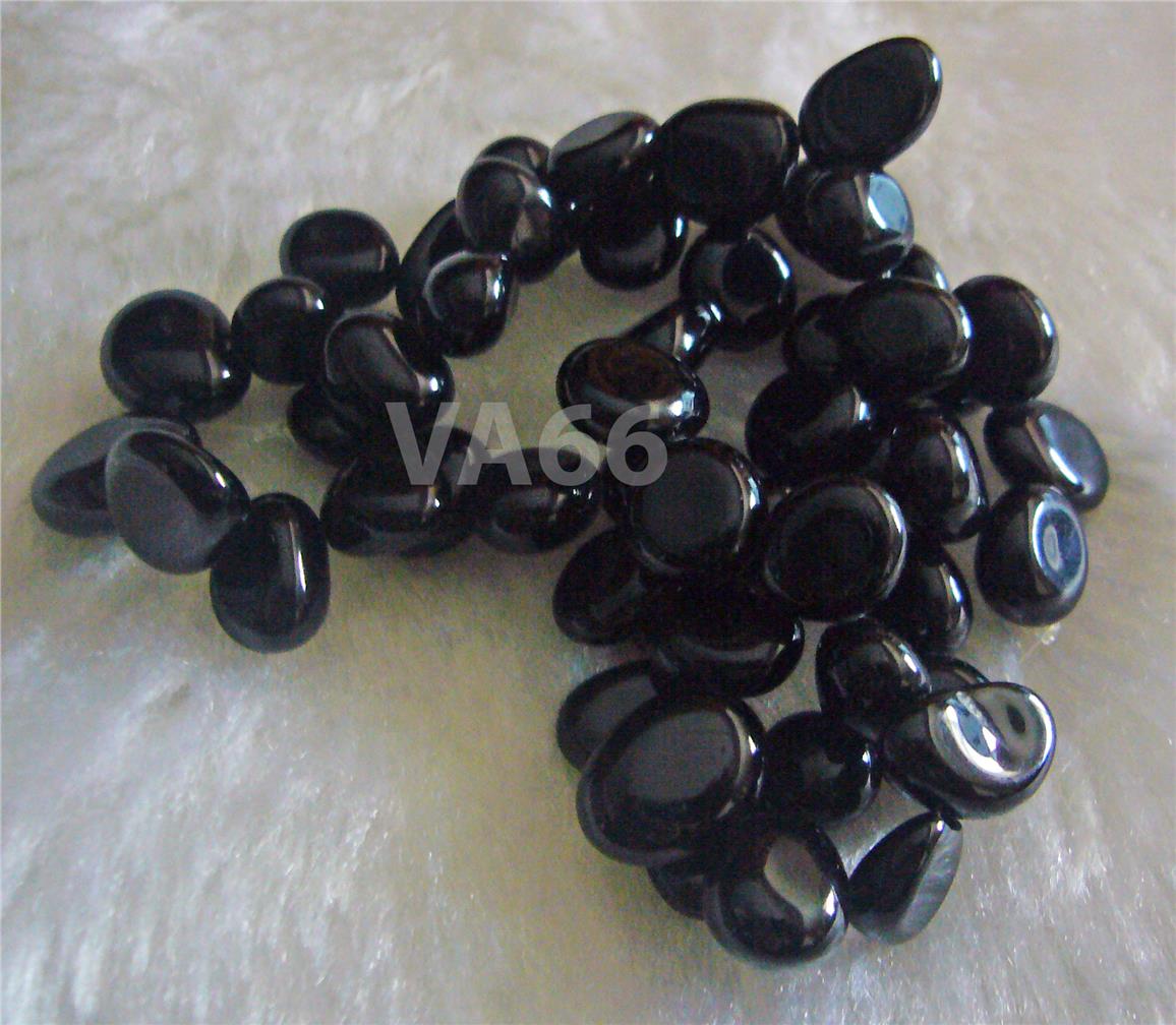 DIY 15" Black Onyx Gemstone Water Drop Pebble Briolette Batu Asli Gems