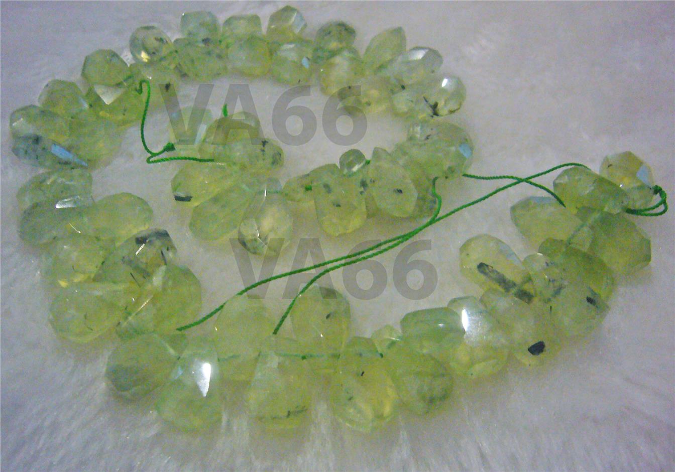 DIY 15" Natural Green Prehnite Gemstone Drop 2-way Loose Beads Pendant