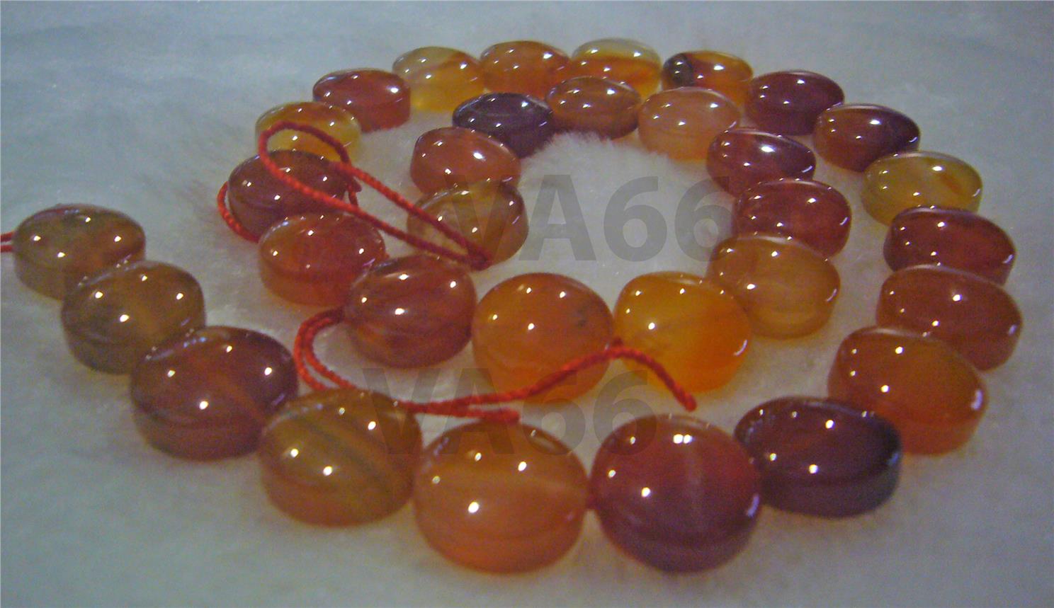 DIY 15&quot; Natural Mixed Orange Red Agate Gemstone 12mm Round Cushion