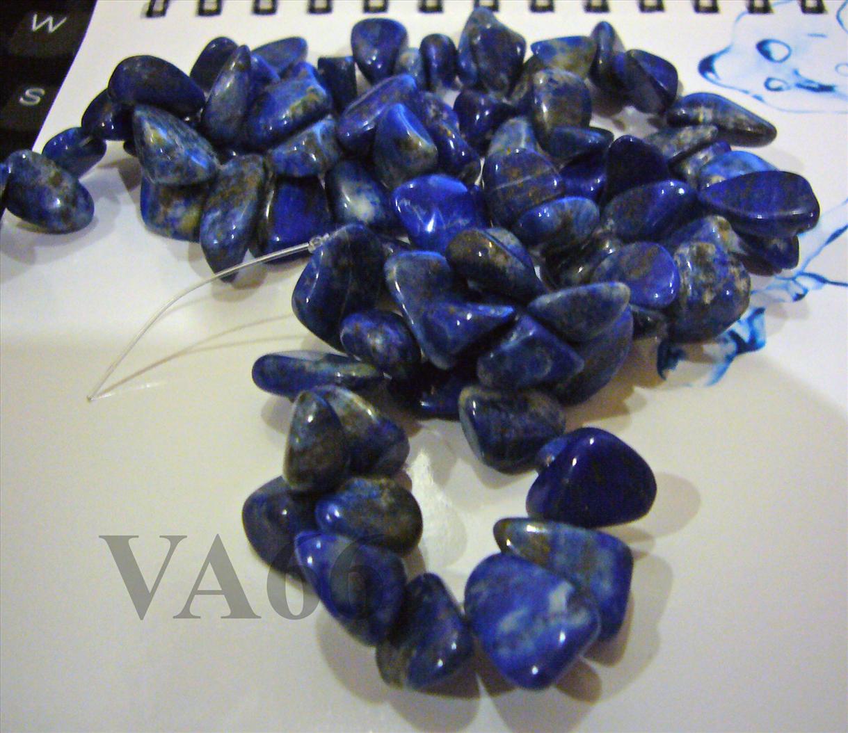 DIY 16 Inches Blue Lapis Lazuri Gemstone FLAT Water Drop Shape Large