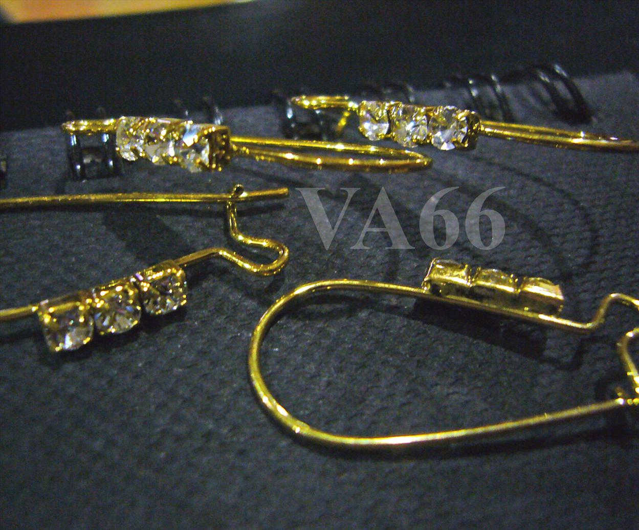 DIY 2pairs Gold Rhinestone Kidney Wire Earring Hooks Shepard Earring H..