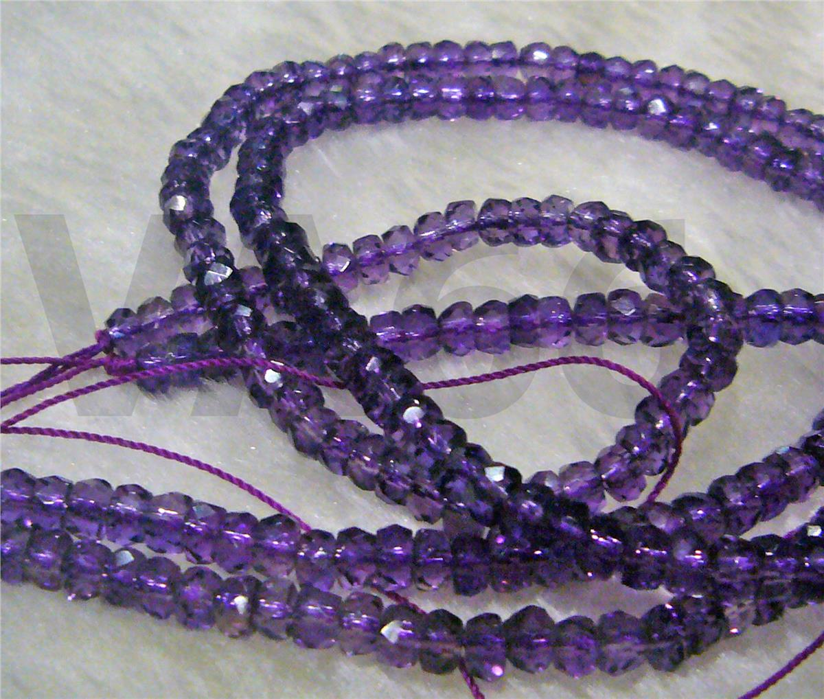 DIY Amethyst Purple Facetted Donut Beads 3mm x 6mm Gemstone Disc Wheel