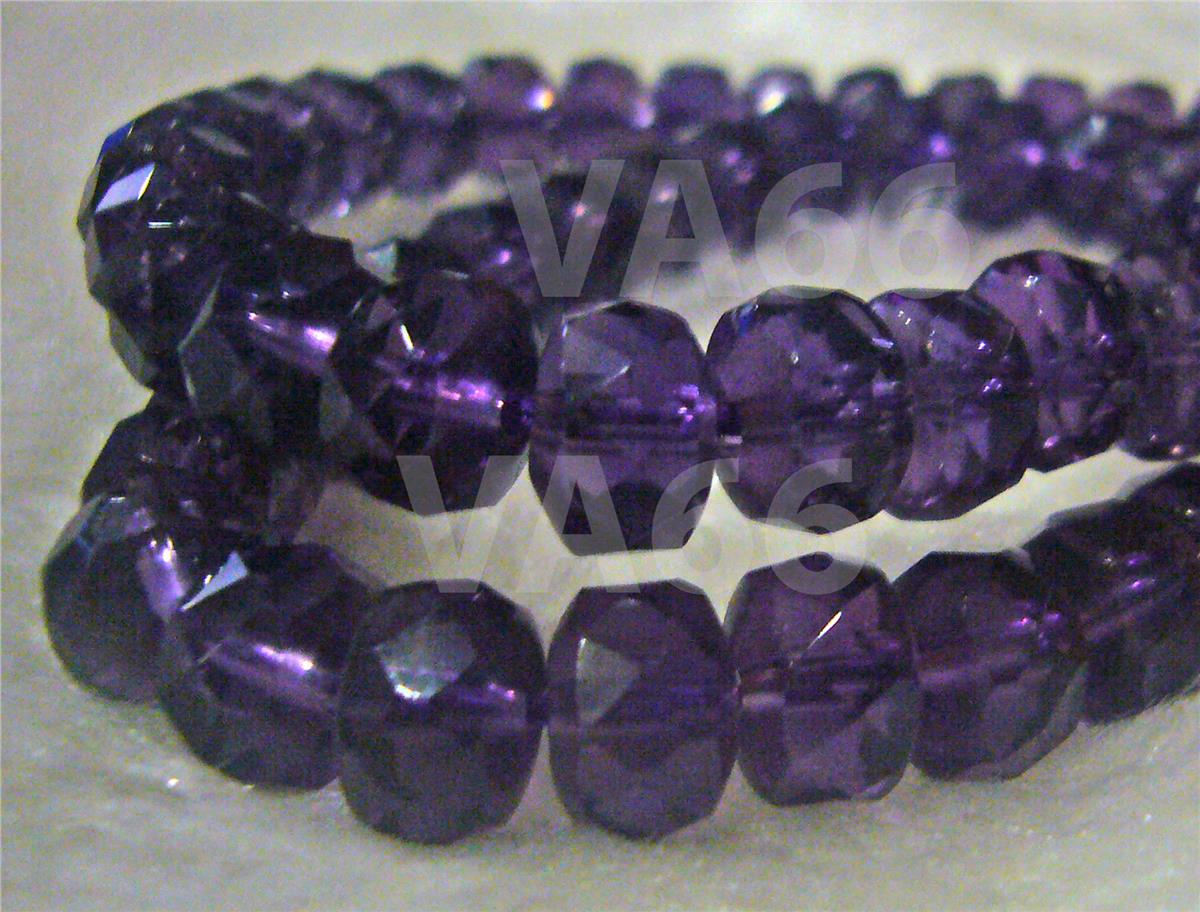 DIY Amethyst Purple Facetted Wheel Beads 5mm x 8mm Gemstone Disc Donut