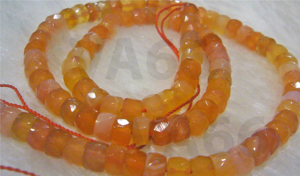 DIY Natural Orange Mixed Agate Facetted Rondelles Wheel Beads Spacer
