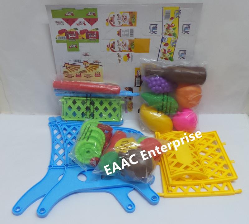 DIY Shopping Supermarket Trolley Cart + Grocery Food Toys 26x37x52cm