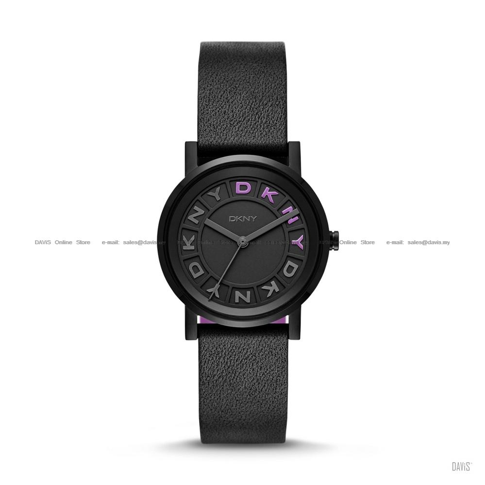 DKNY NY2389 Women's Soho Classic Leather Silicone Strap Black Purple