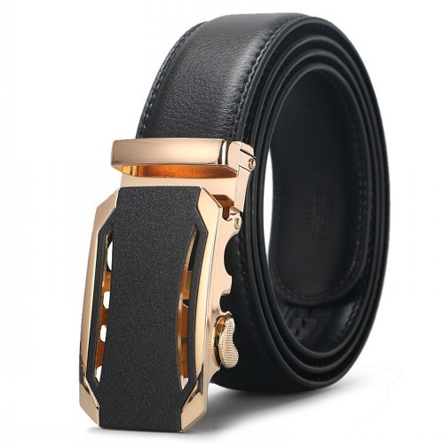 DOULILU Men Genuine Leather Automatic Buckle Waist Belt Durable Tali Pinggang