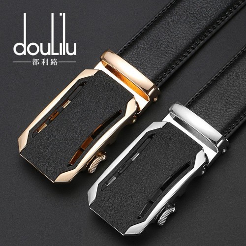DOULILU Men Genuine Leather Automatic Buckle Waist Belt Durable Tali Pinggang