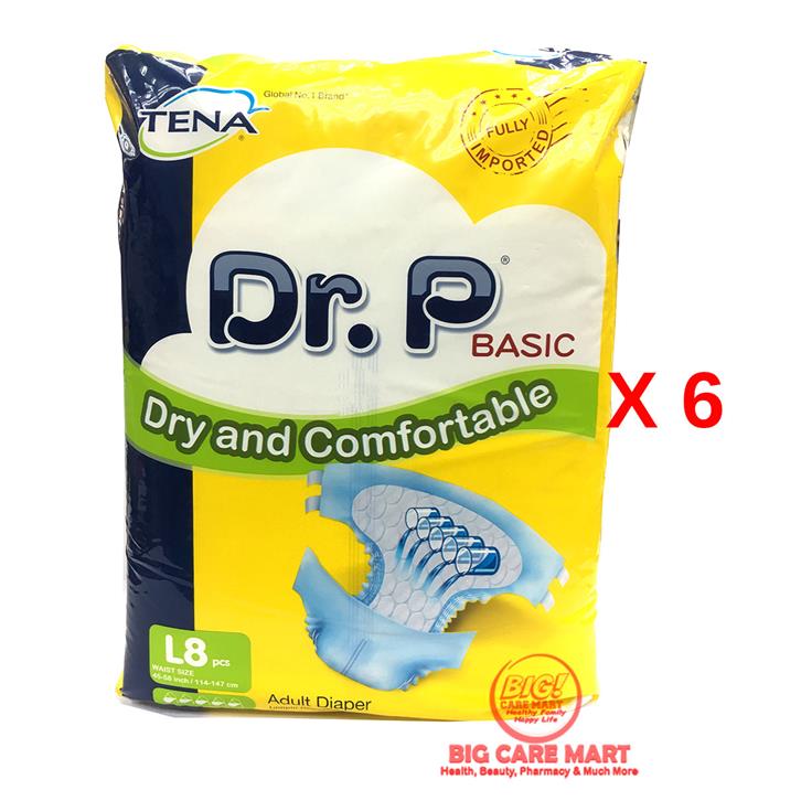 Dr P Basic Adult Diapers XL 8s X 6 packs