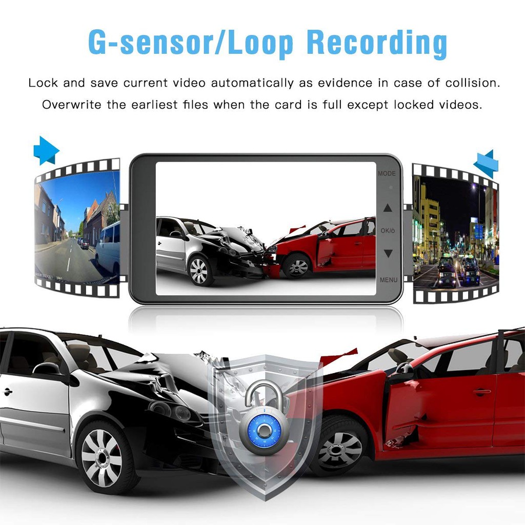 Dual Lens Car Camera Dash Cam Car Dashboard Camera Vehicle On-dash Video Recor