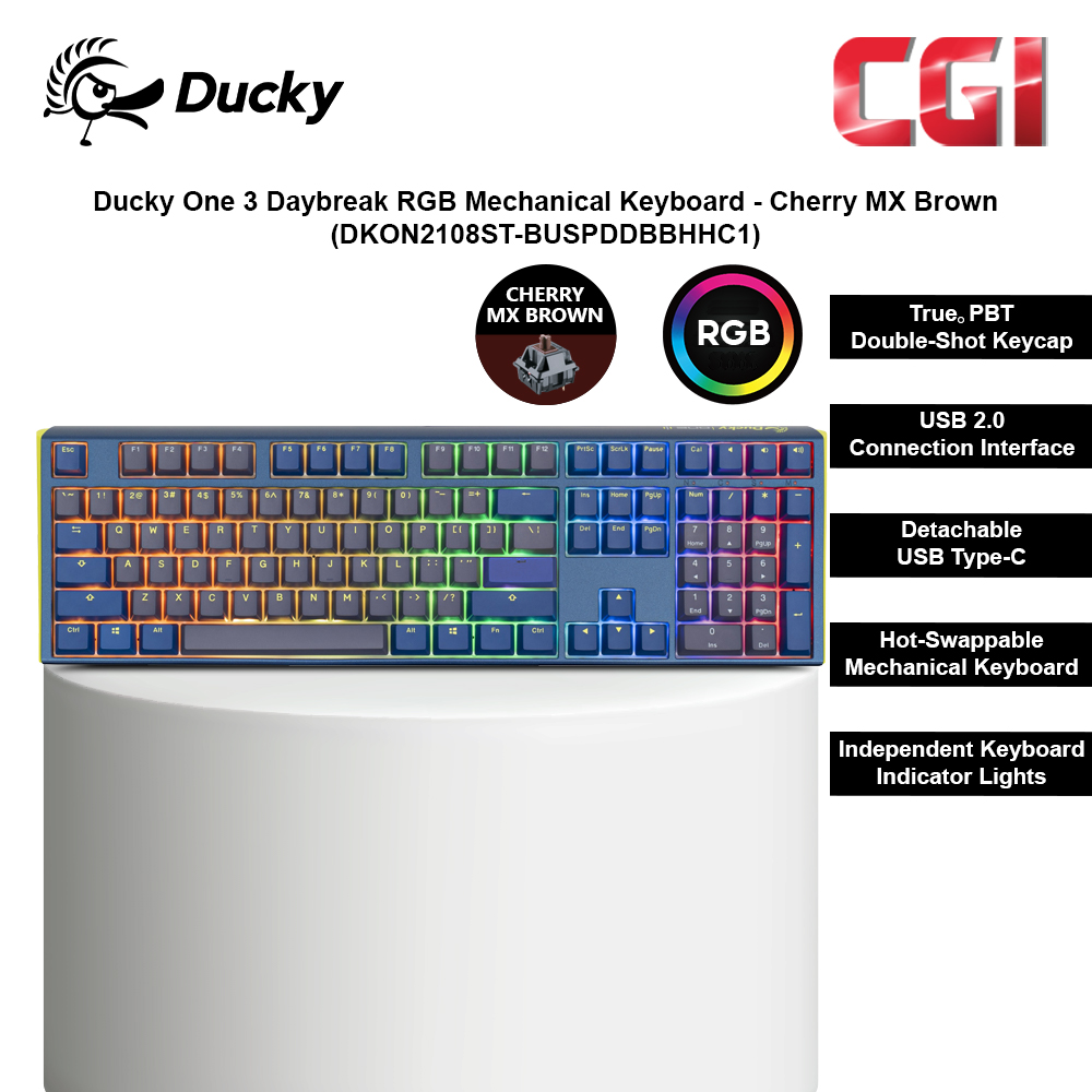 Ducky One 3 Daybreak RGB Mechanical Keyboard - Cherry MX Brown