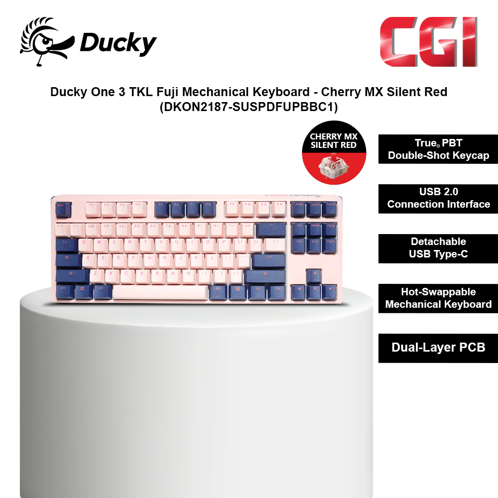 Ducky One 3 TKL Fuji Mechanical Keyboard - Cherry MX Silent Red
