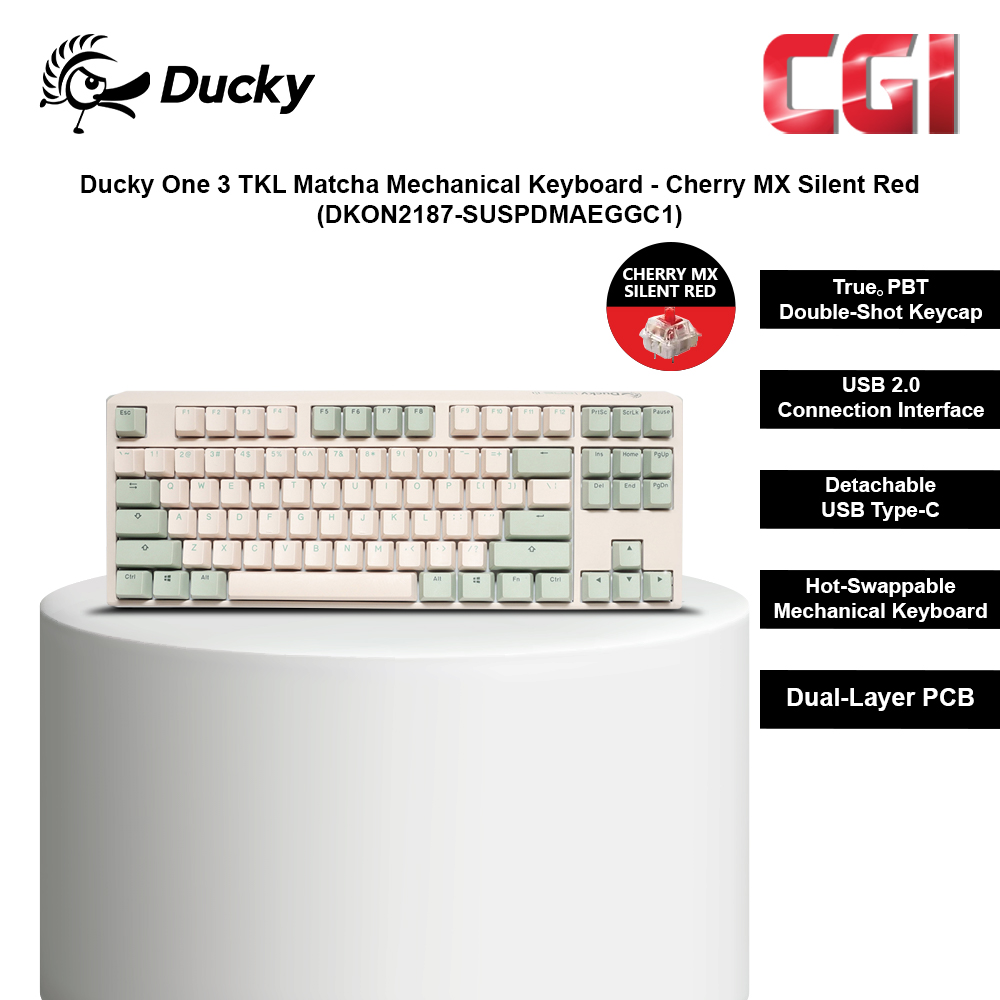 Ducky One 3 TKL Matcha Mechanical Keyboard - Cherry MX Silent Red