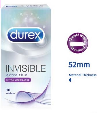 Durex Invisible Lubricated 10s x 12 boxes (1 carton)