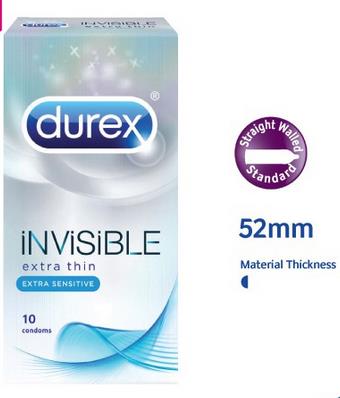 Durex Invisible Sensitive 10s x 12 boxes (1 carton)