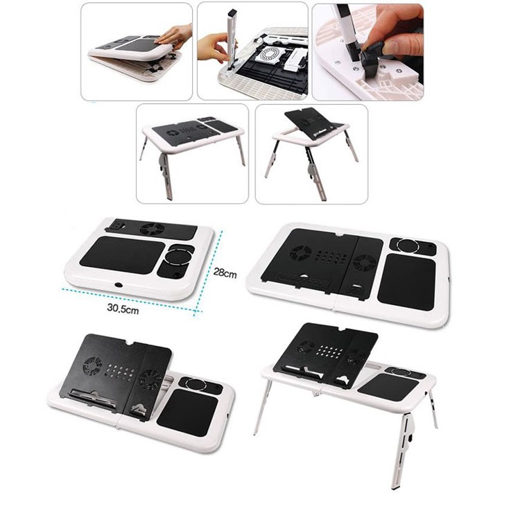 E-TABLE Portable Foldable Laptop Table Notebook With Cooling System Meja Lipat
