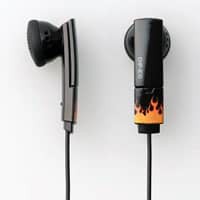 Inner Ear Type Stereo Hedphones Fire Black 3.5mm Audio Jack