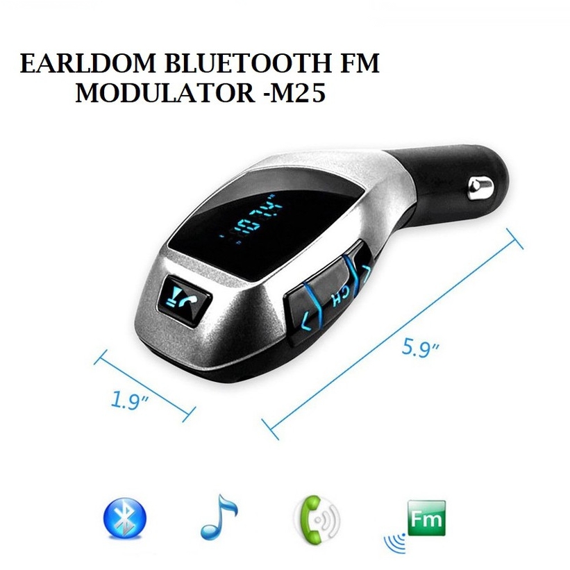 EARLDOM M25 CAR FM BLUETOOTH MODULATOR MP3  &amp; USB, TF CARD/AUDIO