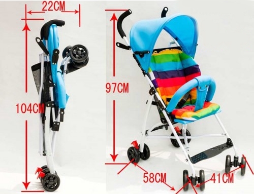 Easy Fold Light Weight Baby Stroller Brake Prams Thick Cushion