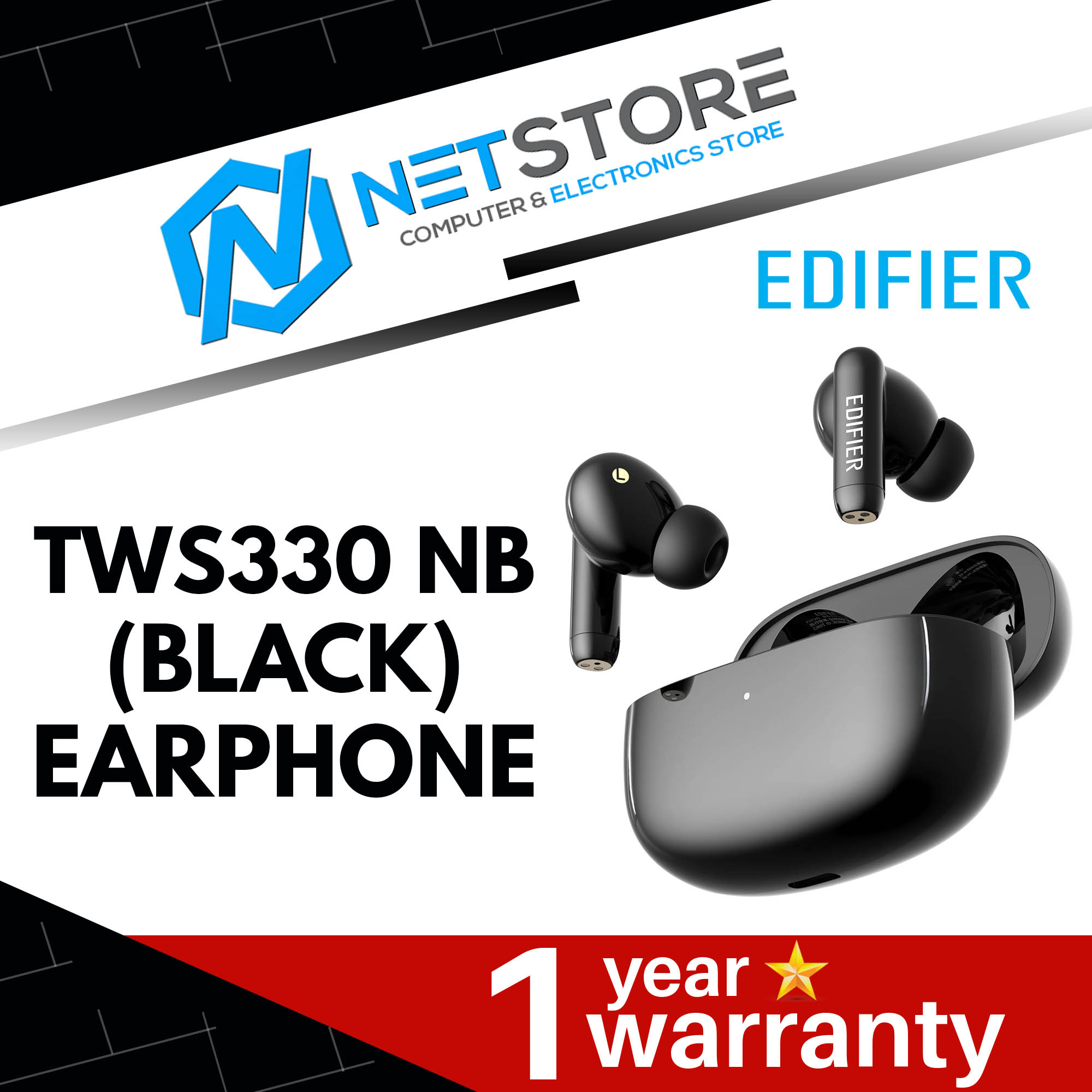 EDIFIER TWS330 NB (BLACK) EARHPONE - HP-TWS330 NB (B)