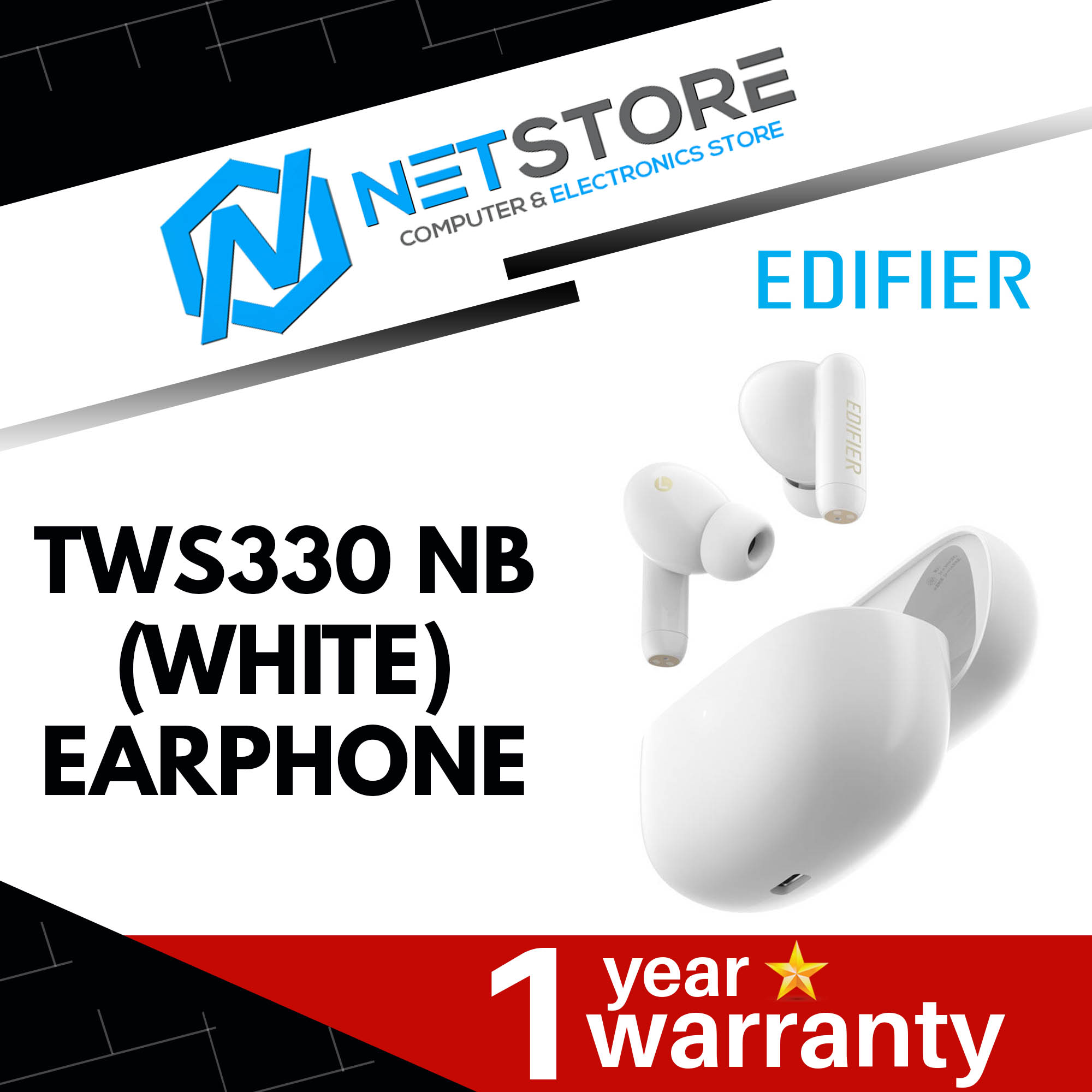 EDIFIER TWS330 NB (WHITE) EARPHONE - HP-TWS330 NB (W)