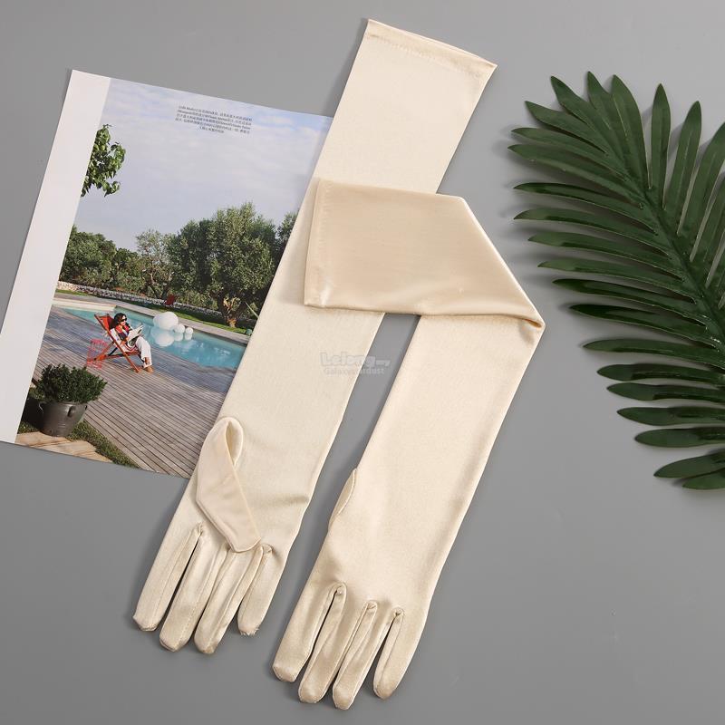 Elbow Long Satin Glove-Silky Touch Opera Wedding Bridal Sun Protect