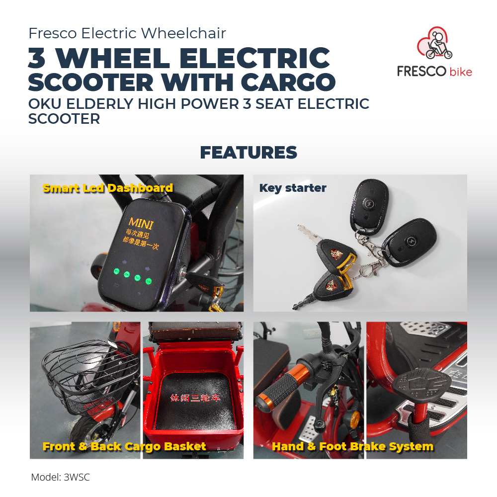 Electric Wheelchair 3 WHEEL ELECTRIC SCOOTER WITH CARGO OKU ELDERLY