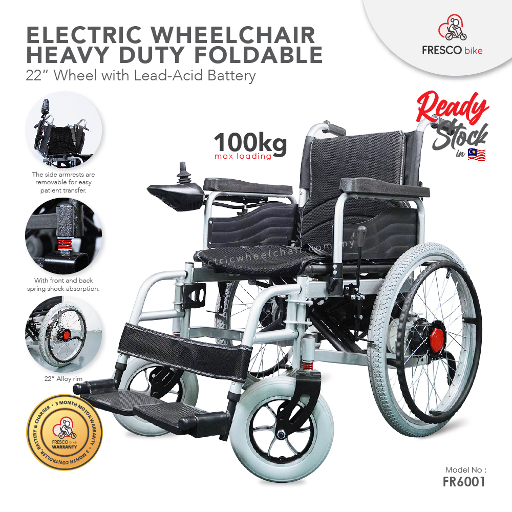 Electric Wheelchair Heavy Duty with 22&quot; Alloy rim Lead-Acid Battery