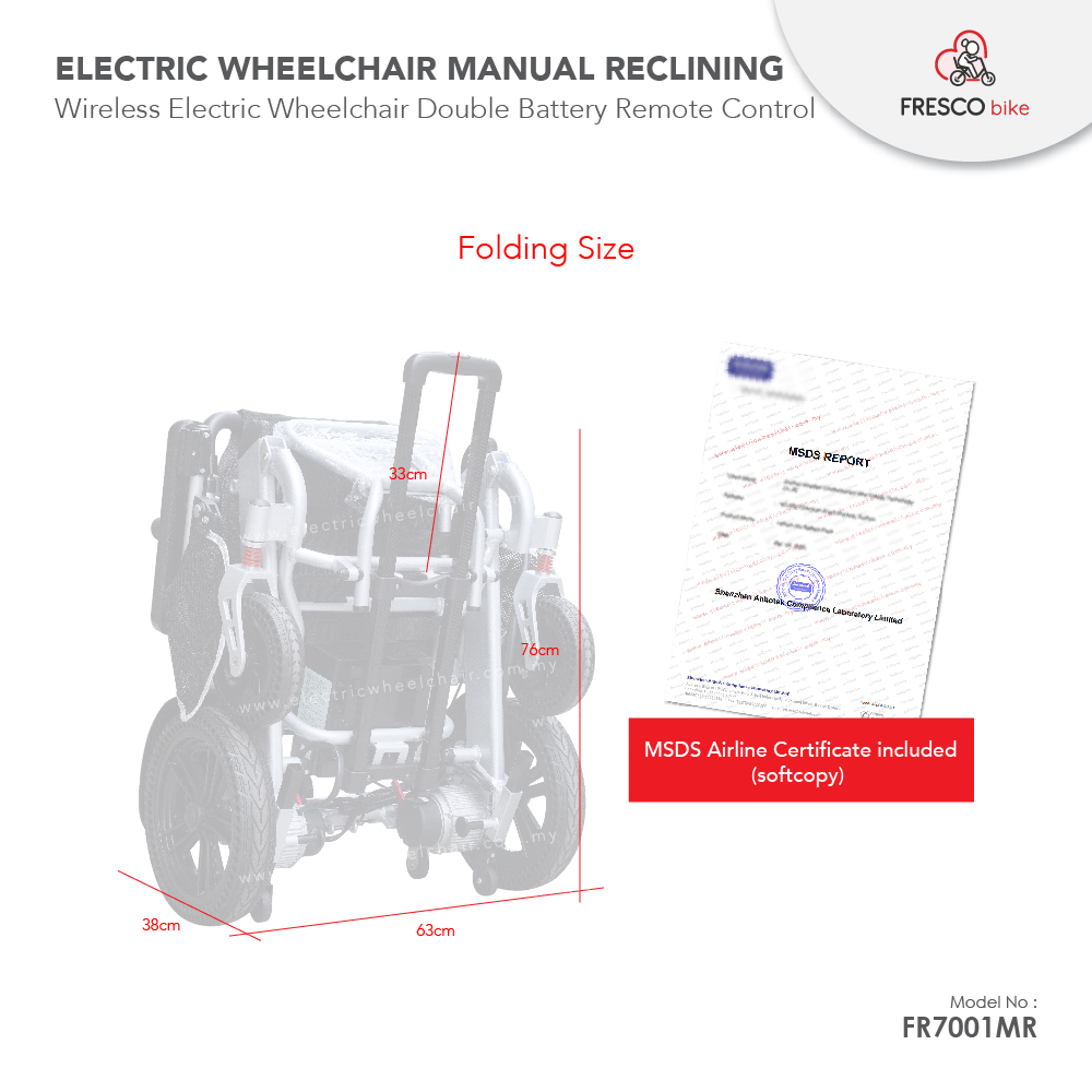 Electric Wheelchair Manual Reclining Double Battery