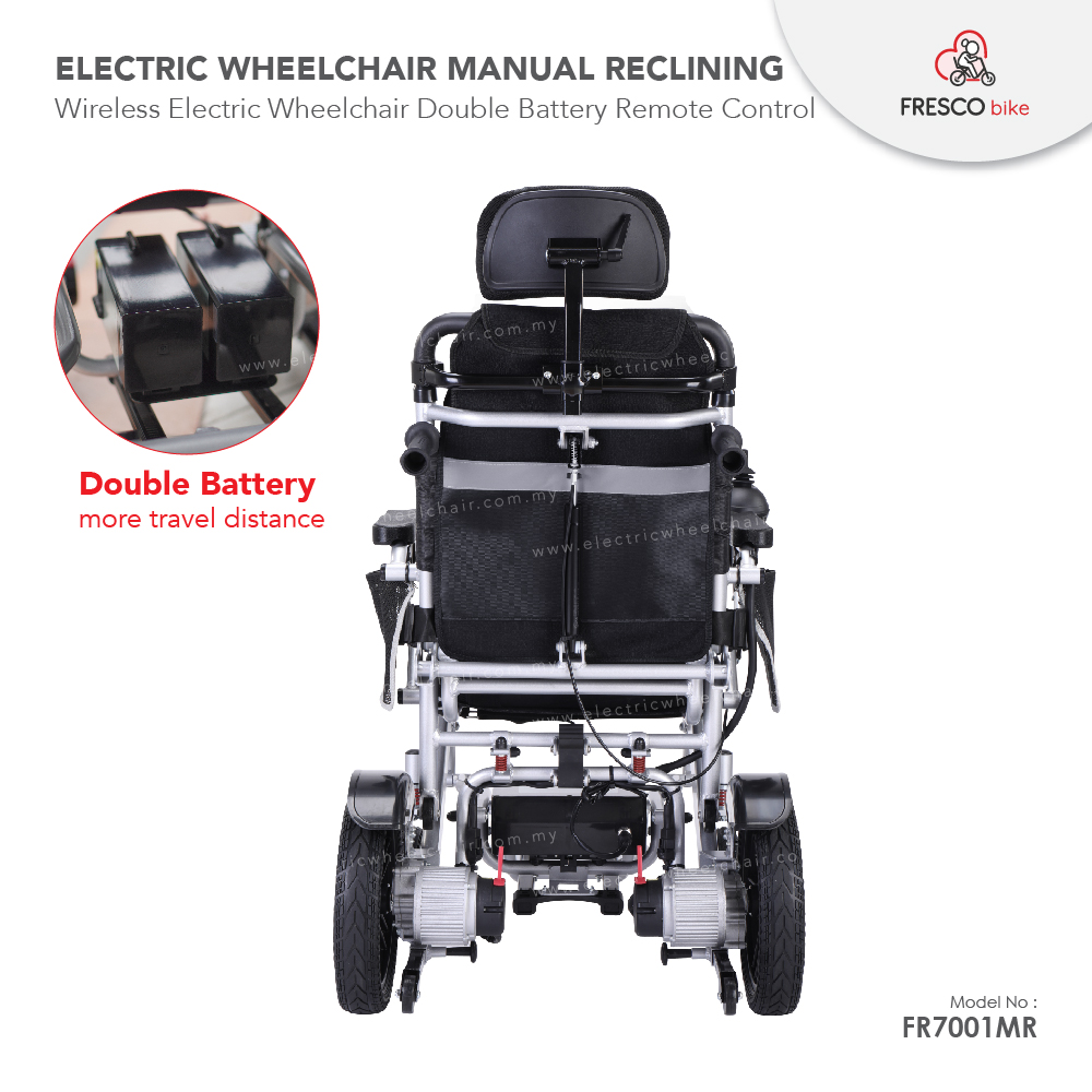 Electric Wheelchair Manual Reclining Double Battery
