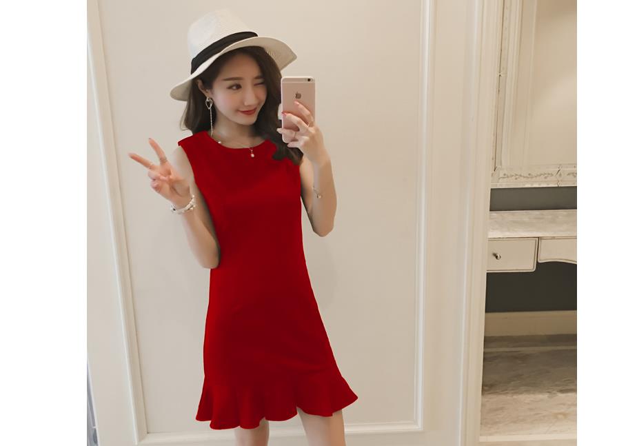 Elfboutique 48673 Korean Fish Tail End 11 17 2019 2 18 Pm Elfboutique 48673 Korean Fish Tail Midi Dinner Dress Red 2 Colors Avail