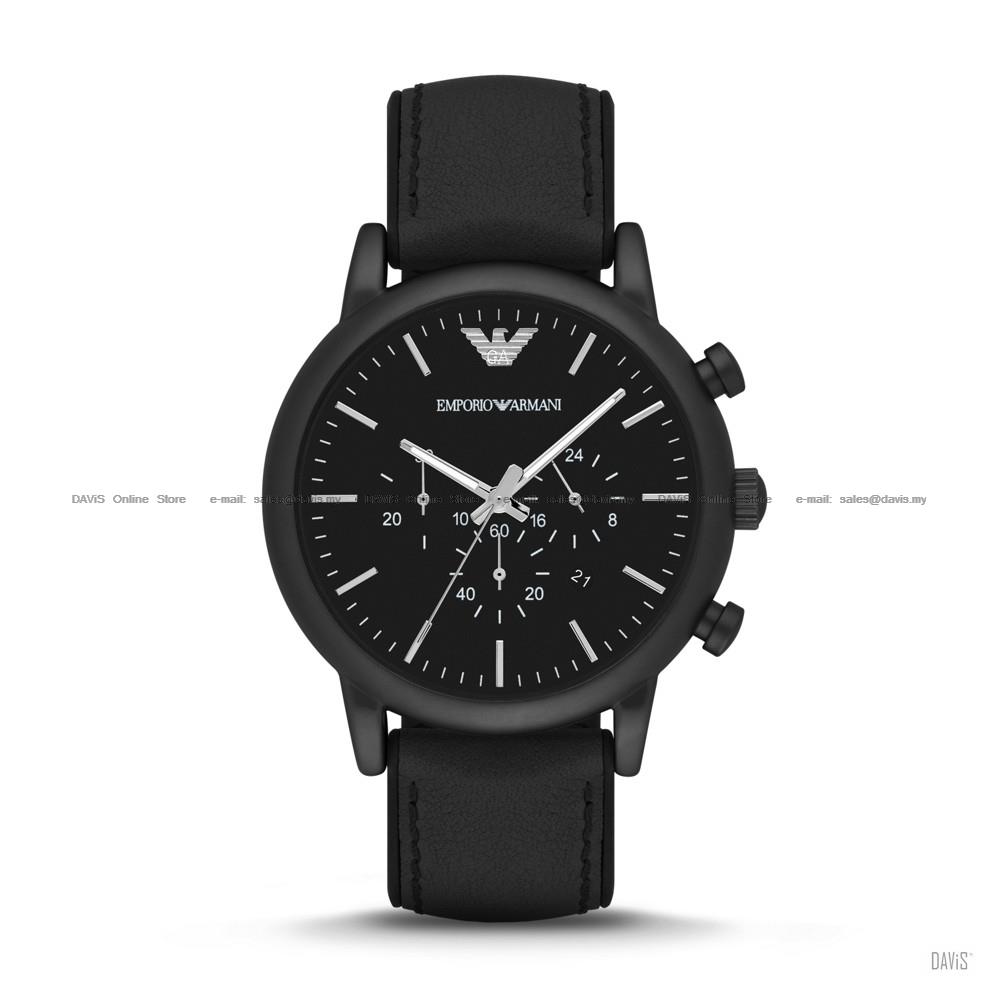EMPORIO ARMANI AR1970 Men's Sport Watch Chronograph Leather Black