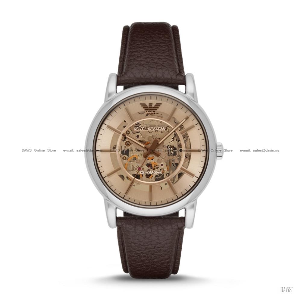 emporio armani leather strap watch