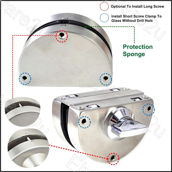 Entry Gate Clamp On Glass Swing Door Lock Key Knob Lt138a