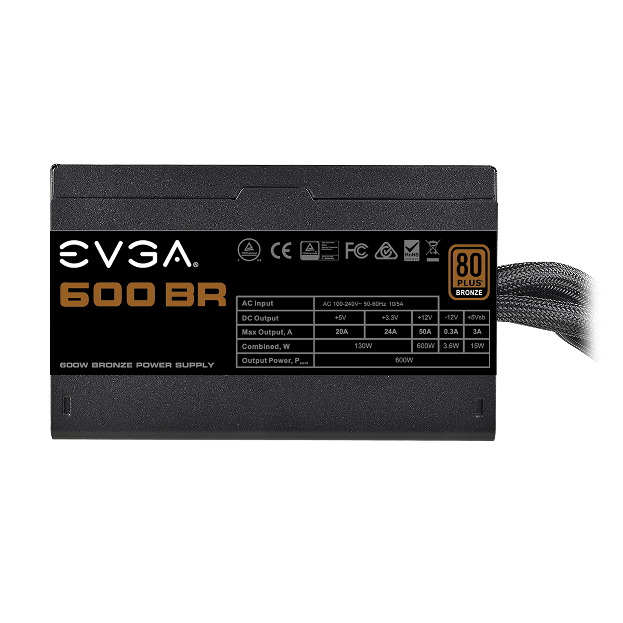 EVGA 600 BR 80+ BRONZE 600W NON-MODULAR POWER SUPPLY - 100-BR-0600-K3