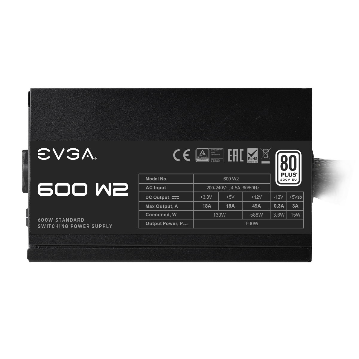 EVGA 600 W2 80+ WHITE 600W NON-MODULAR POWER SUPPLY