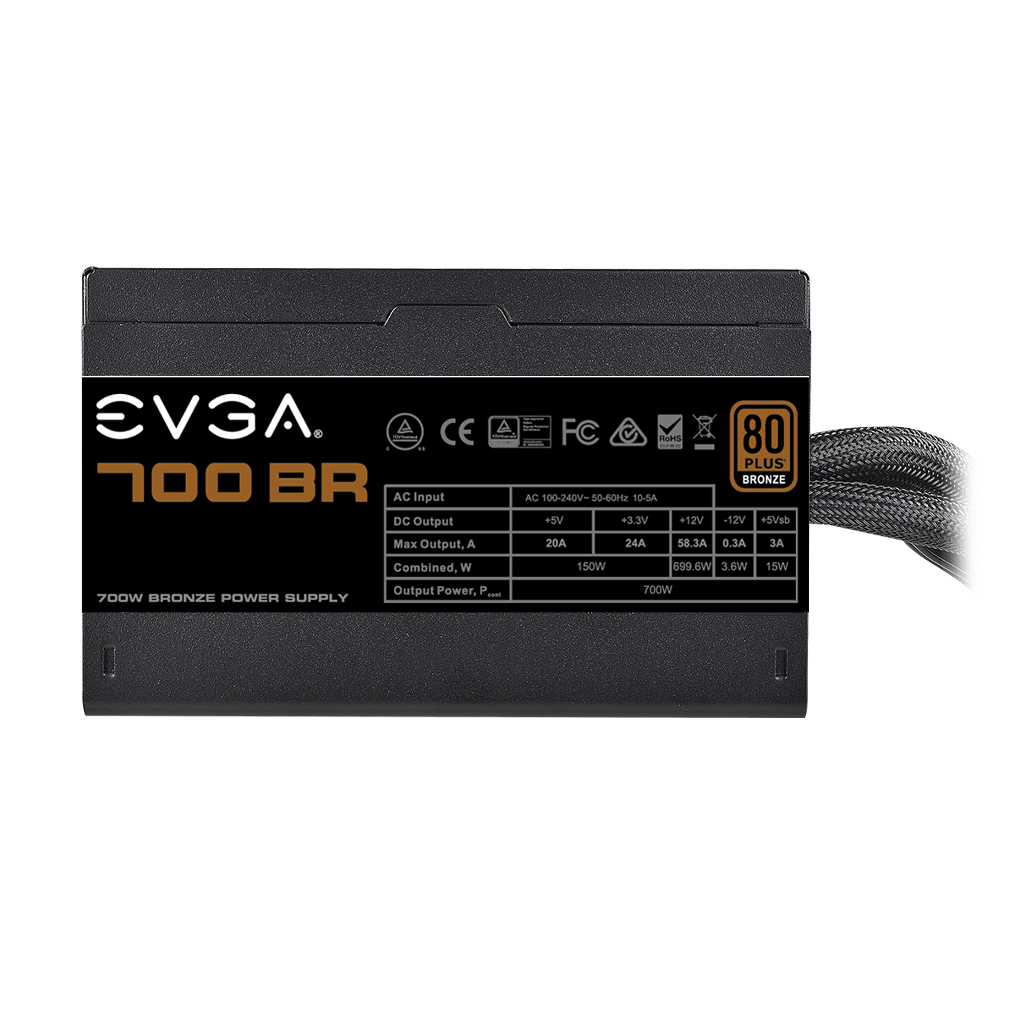 EVGA 700 BR 80+ BRONZE 700W NON-MODULAR POWER SUPPLY - 100-BR-0700-K3