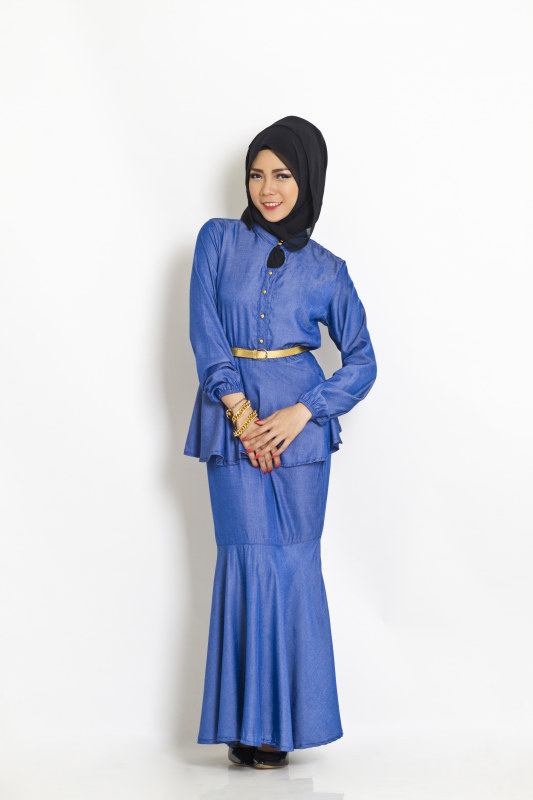 Fashion 2-Piece Modern Jubah Dress Peplum Top & Skirt (Without Shawl)