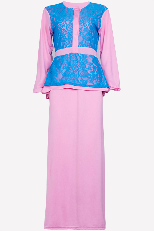 Fashion Half Button Lace Design Jubah Dress (Including Shawl)