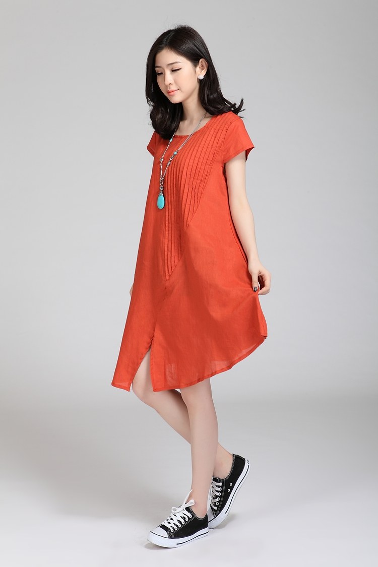 Fashion Flax Commoner Pleated Design Casual Dress
