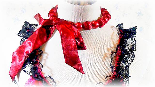 Fashion Handmade Korean Necklace With Satin Ribbon & Pearl Beads