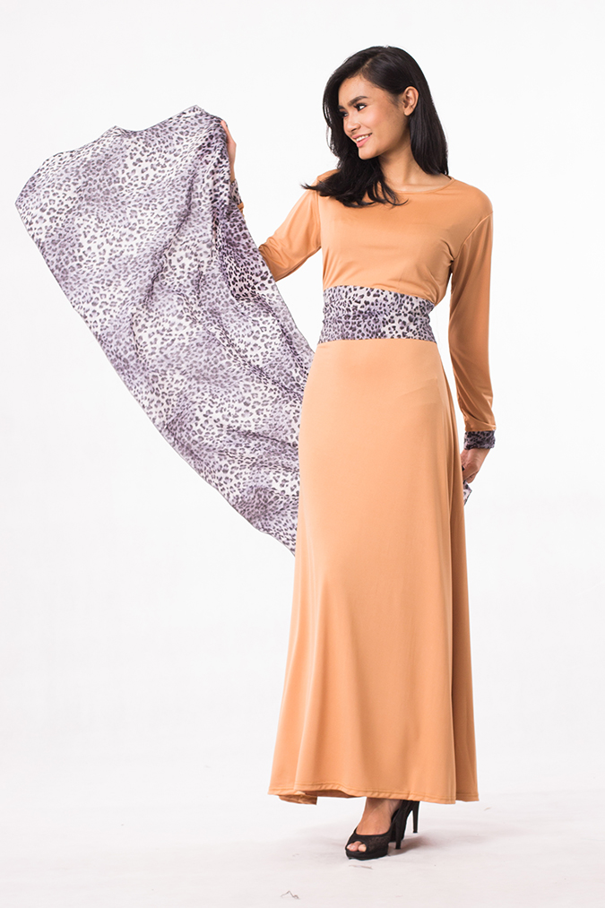 Fashion Leopard Design Jubah Dress (Including Shawl)