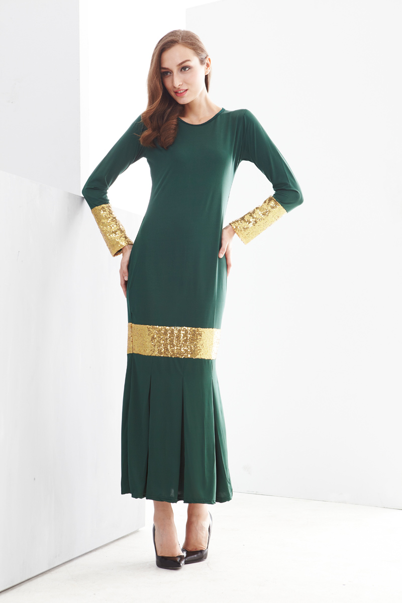 Fashion Round Neck Sequin Design Modern Jubah Dress