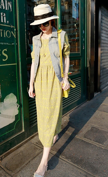 Fashion Retro Design Chiffon Long Dress (Without Jacket)