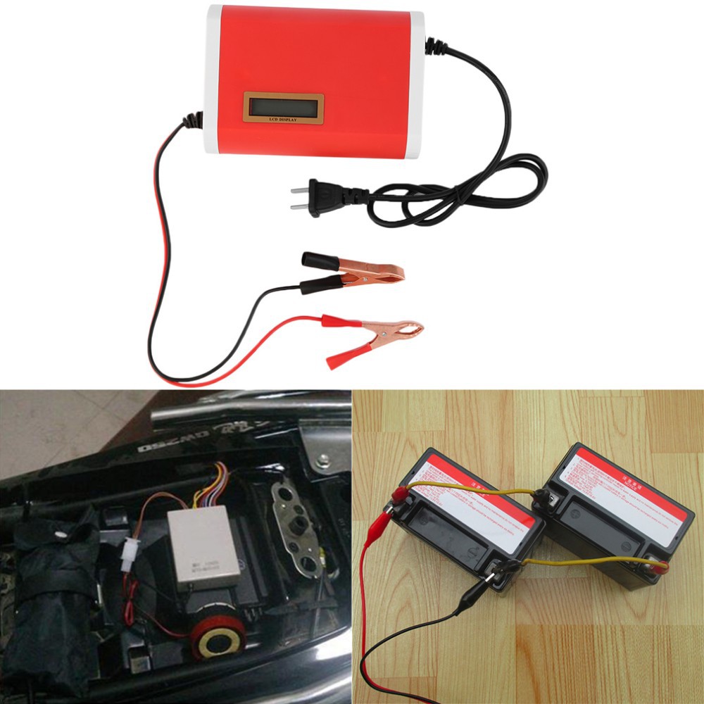 FAST CHARGE 12V 6A Portable Car Motorcycle Lead Acid Battery Charger LCD Displ