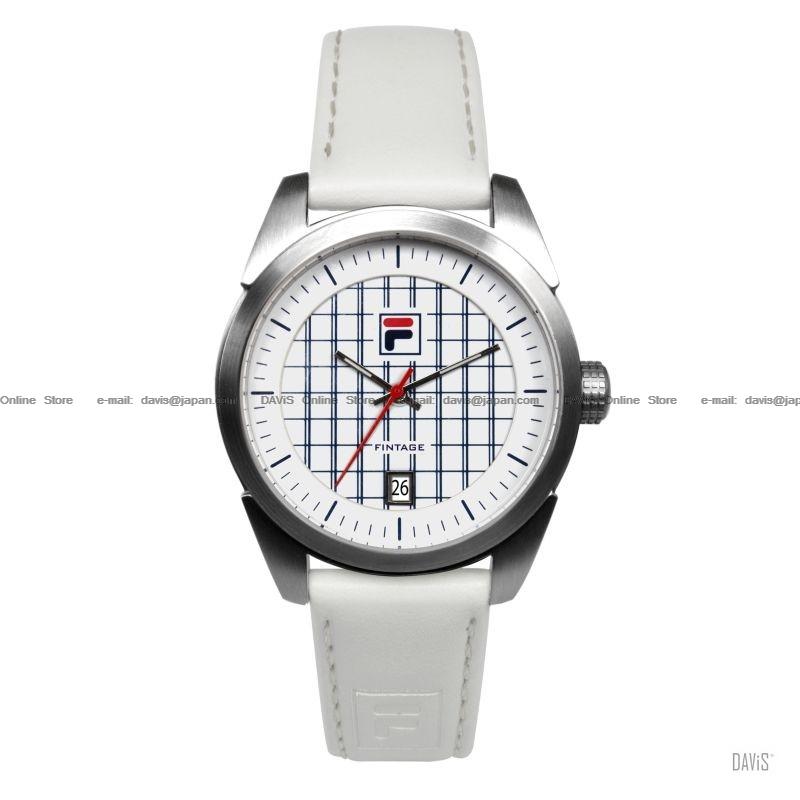 FILA 38-027-001 FIntage FVT002 (W) 3-hands Date Leather Strap White