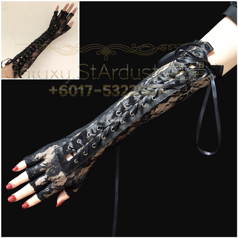 Fingerless Glove-Black Lace Bow-Goth Hollow Vintage Chic-Punk-Party